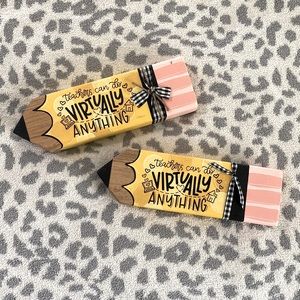 Hand cut, hand painted with vinyl lettering- Teacher Pencil- Classroom Decor